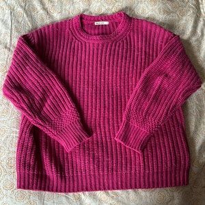 Marine Layer oversized crewneck sweater bright pink rose violet size Small